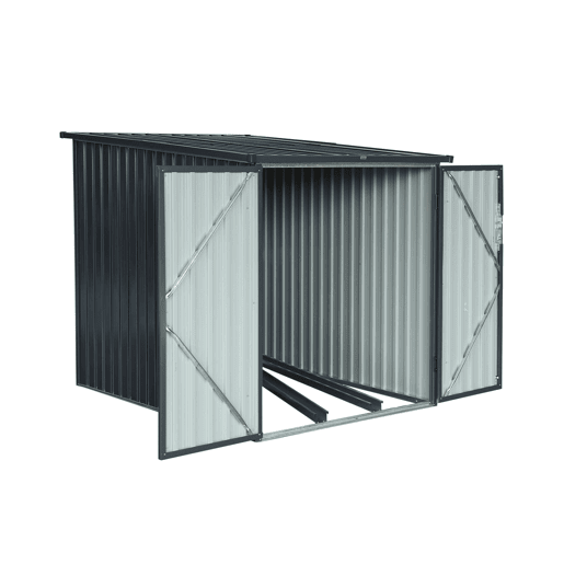 Abrigo para bicicleta em aço galvanizado com kit de ancoragem, 2 bicicletas, Nave, Cinza, 142x198x157 cm