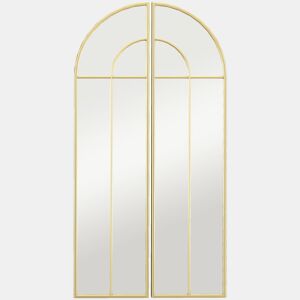 HOMCOM Espelho Decorativo de Parede com 2 Peças 30x120 cm Espelho em Forma de Arco e Estrutura de Metal Espelho para Sala de Estar Dormitório Entrada Dourado