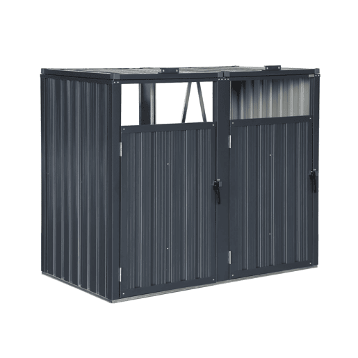 Abrigo para caixote do lixo em aço galvanizado cinzento, Escaut, Cinza, 146x82x124 cm