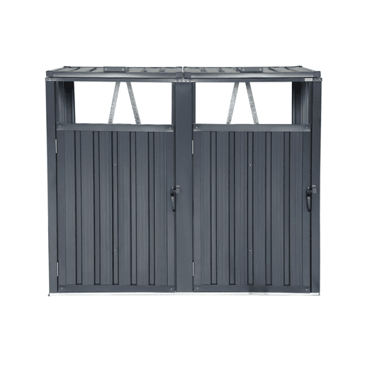 Abrigo para caixote do lixo em aço galvanizado cinzento, Escaut, Cinza, 146x82x124 cm