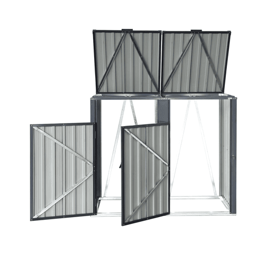 Abrigo para caixote do lixo em aço galvanizado cinzento, Escaut, Cinza, 146x82x124 cm