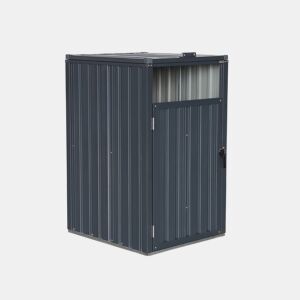 Abrigo para caixote do lixo em aço galvanizado cinzento, Escaut, Cinza, 73x82x124 cm