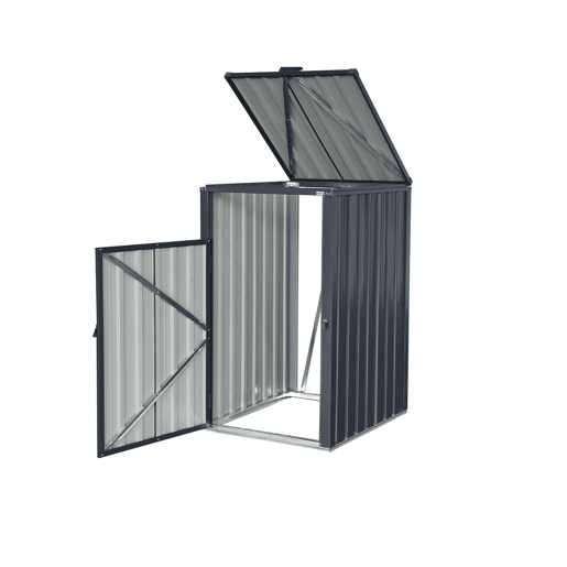 Abrigo para caixote do lixo em aço galvanizado cinzento, Escaut, Cinza, 73x82x124 cm