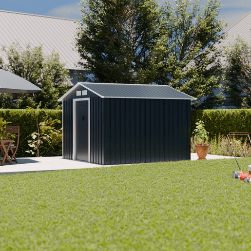 Galpão metálico para jardim, 7.06m², Calaisis, Antracite, 81x131x187 cm