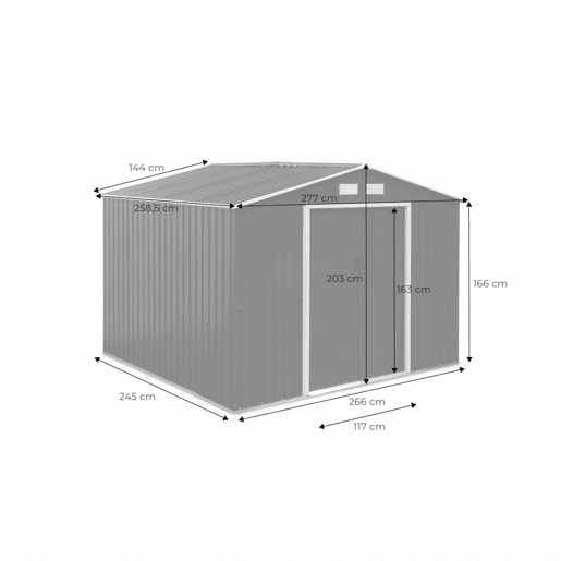 Galpão metálico para jardim, 7.06m², Calaisis, Antracite, 81x131x187 cm