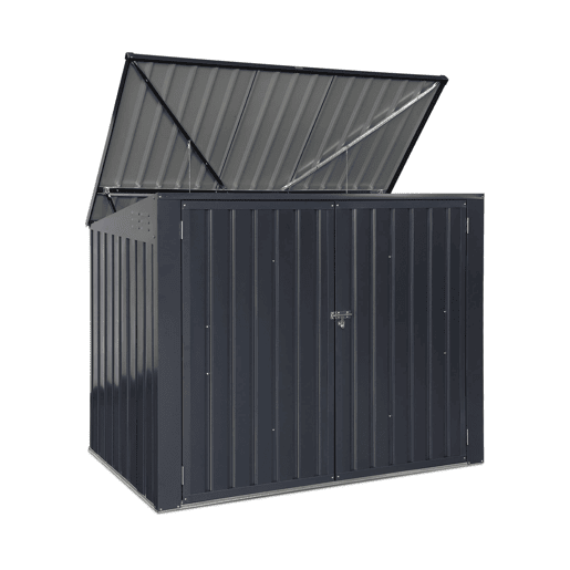 Abrigo duplo para caixote do lixo 1.75m², Carembault, Antracite, 1101x173x131 cm