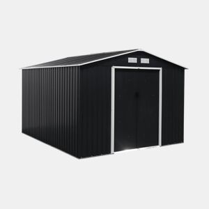 Abrigo de jardim metálico 8,95m² com kit de ancoragem, Flandre, Antracite, 277x322x203 cm