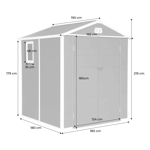 Abrigo de plástico para jardim, estrutura de alumínio, 3.65m², Weppes, Antracite, 192x190x219 cm