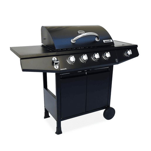 Barbecue a gás de 5 queimadores com 1 fogo lateral, Treville 5, Preto, 125x43.5x103 cm Barbecue a gás de 5 queimadores com 1 fogo lateral, Treville 5, Preto, 125x43.5x103 cm