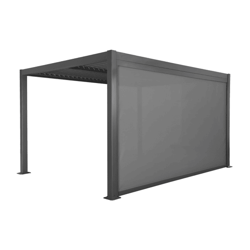 Pérgola bioclimática 3x4m de alumínio e aço + toldo 4m, Palace 3x4m + acessório, Antracite, 392x292x224 cm