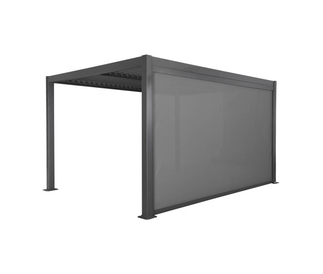 Pérgola bioclimática de aluminio y acero 3x4m + toldo 4m antracita - 392x292x224 cm