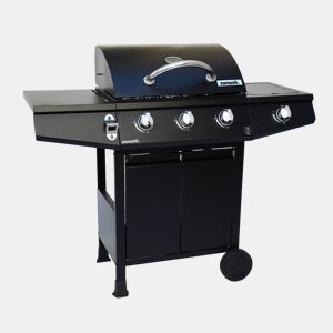 Barbecue a gás de 3 queimadores com 1 queimador lateral, Treville Espreguiçadeira, Preto, 117.2x43.5x103 cm
