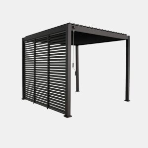 Pérgola bioclimática 3x3m de alumínio lâminas orientáveis V2 + 3 persianas, Triomphe 3x3m V2 + acessórios, Antracite, 301x301x250 cm
