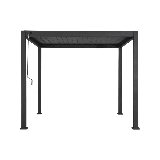 Pérgola bioclimática 3x3m de alumínio lâminas orientáveis V2 + 3 persianas, Triomphe 3x3m V2 + acessórios, Antracite, 301x301x250 cm