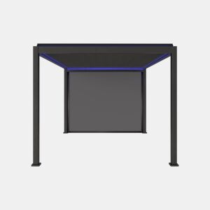 Pérgola bioclimática elétrica 3x4m com iluminação LED + toldo 3m, Triomphe 3x4m LED + acessório, Antracite, 300x400x300 cm