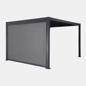 Pérgola bioclimática 3x4m de alumínio e aço + toldo 3m, Palace 3x4m + acessório, Antracite, 392x292x224 cm