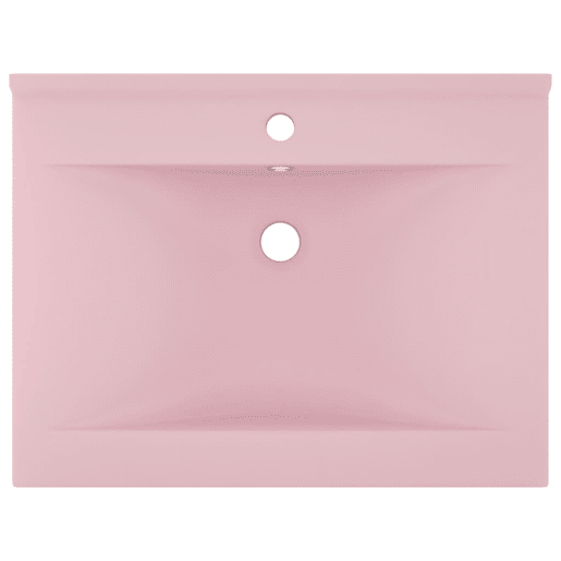 Lavatório - Lavabo - Pia de banheiro c orifício de torneira 60x46 cm cerâmica rosa mate