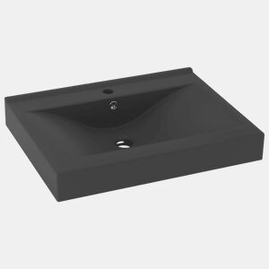 Lavatório - Lavabo - Pia de banheiro orifício torneira 60x46 cm cerâmica cinza-escuro mate