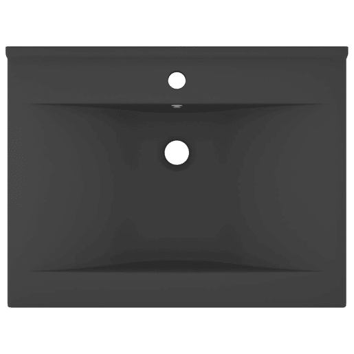 Lavatório - Lavabo - Pia de banheiro orifício torneira 60x46 cm cerâmica cinza-escuro mate