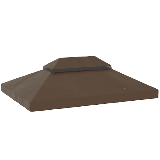 Outsunny Teto de Substituição para Pérgola, 4x3 m, Cobertura de Substituição com Duplo Teto, Orifícios de Drenagem e UPF30+, Tecido Oxford 600D Impermeável, APENAS Cobertura de Substituição para Pavilhão Gazebo, Castanho