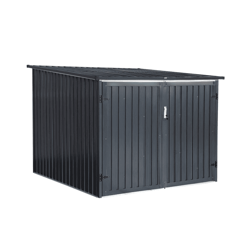 Abrigo de bicicleta em aço galvanizado com kit de ancoragem, 4 bicicletas, Nave, Cinza, 203x198x157 cm