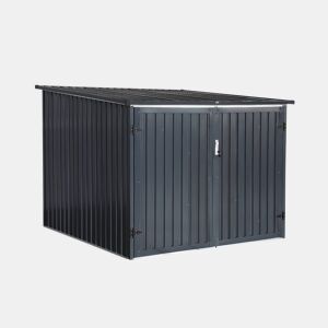 Abrigo de bicicleta em aço galvanizado com kit de ancoragem, 4 bicicletas, Nave, Cinza, 203x198x157 cm