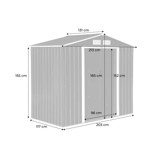 Galpão metálico para jardim com 2.71m², Houtland, Antracite, 213x131x185 cm