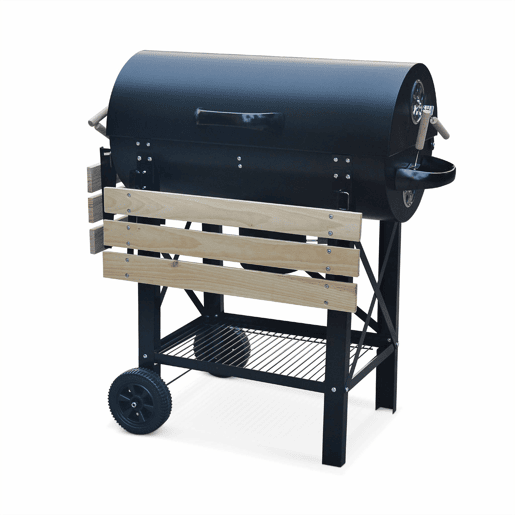 Barbecue americano com fumador a carvão, Serge, Preto, 115x75x122 cm