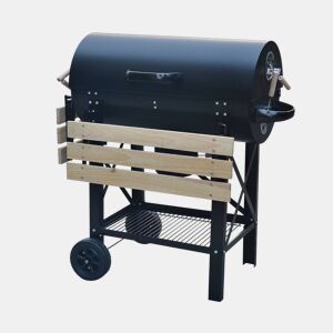 Barbecue americano com fumador a carvão, Serge, Preto, 115x75x122 cm