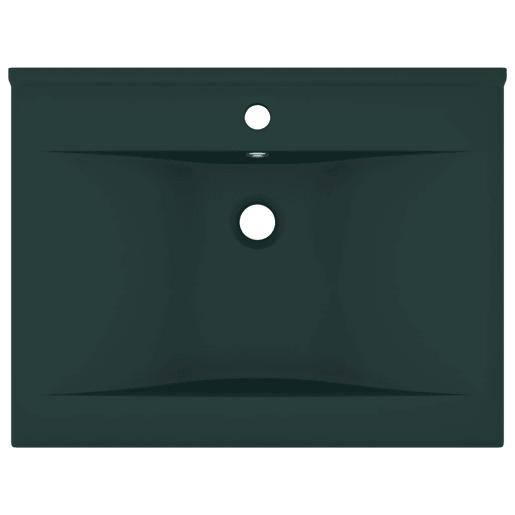 Lavatório - Lavabo - Pia de banheiro orifício torneira 60x46 cm cerâmica verde-escuro mate