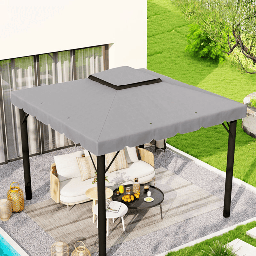 Outsunny Toldo de Substituição para Pérgola 300x300 cm Teto de Substituição para Pérgolas Exterior com Duplo Teto e 8 Orifícios de Drenagem Cinza Claro