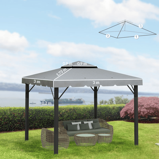 Outsunny Toldo de Substituição para Pérgola 300x300 cm Teto de Substituição para Pérgolas Exterior com Duplo Teto e 8 Orifícios de Drenagem Cinza Claro