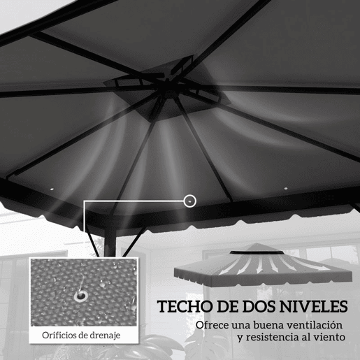 Outsunny Toldo de Substituição para Pérgola 300x300 cm Teto de Substituição para Pérgolas Exterior com Duplo Teto e 8 Orifícios de Drenagem Cinza Claro
