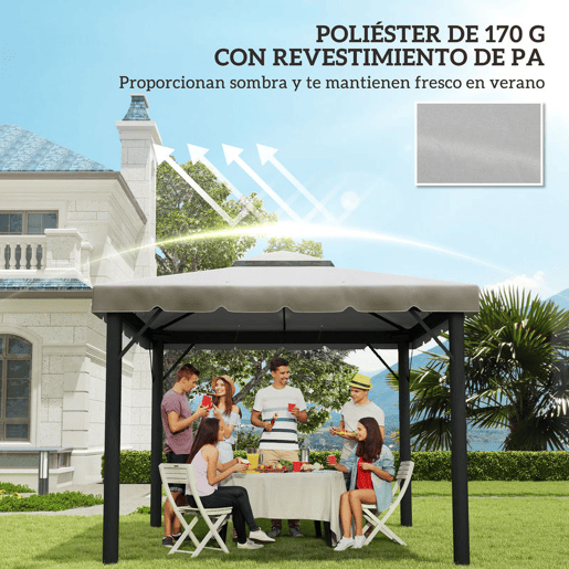 Outsunny Toldo de Substituição para Pérgola 300x300 cm Teto de Substituição para Pérgolas Exterior com Duplo Teto e 8 Orifícios de Drenagem Cinza Claro