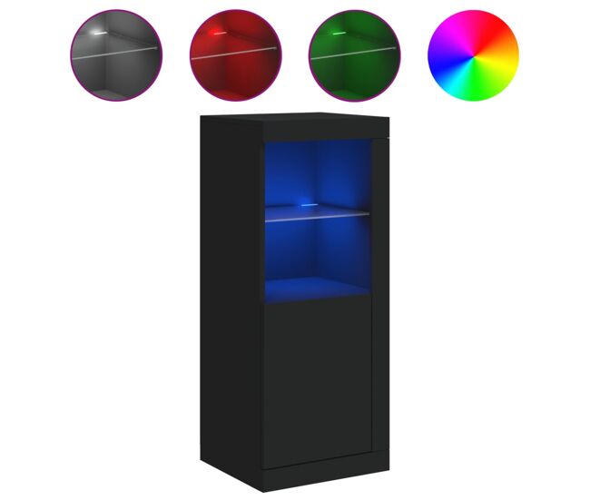 Vidaxl aparador con luces led negro 41x37x100 cm