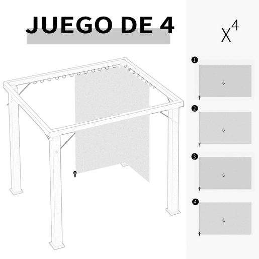 Outsunny 4 Paredes Laterais para Tenda 352x205 cm Laterais para Tenda Universal com Ganchos e Argola em C para Tenda de Jardim Terraço Cinza Claro