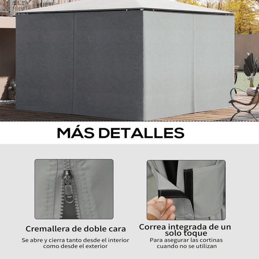 Outsunny 4 Paredes Laterais para Tenda 352x205 cm Laterais para Tenda Universal com Ganchos e Argola em C para Tenda de Jardim Terraço Cinza Claro