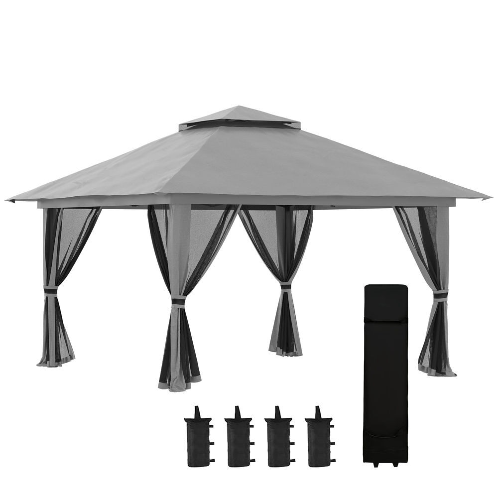 Carpa Plegable Metal, Poliéster Outsunny