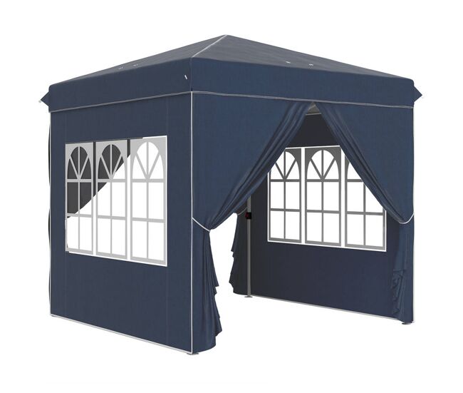 Outsunny carpa plegable pop-up gazebo 2,5x2,5 m cenador plegable con 4 paredes laterales anti-uv y bolsa de transporte para camping fiestas azul