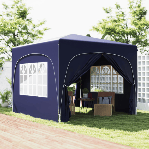 Outsunny Tenda Dobrável Tenda 3x3 m com Painéis Laterais UPF50+ Tenda de Jardim com Altura Ajustável e Bolsa de Transporte para Campismo Festas Pátio Azul Escuro Outsunny Tenda Dobrável Tenda 3x3 m com Painéis Laterais UPF50+ Tenda de Jardim com Altura Ajustável e Bolsa de Transporte para Campismo Festas Pátio Azul Escuro