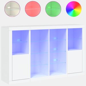 vidaXL Aparadores c luzes LED 3 pcs derivados de madeira branco