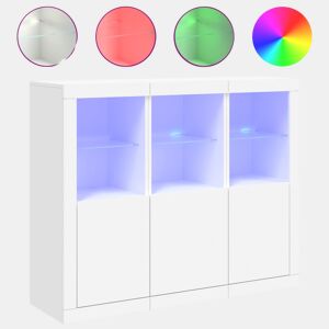 vidaXL Aparadores c luzes LED 3 pcs derivados de madeira branco