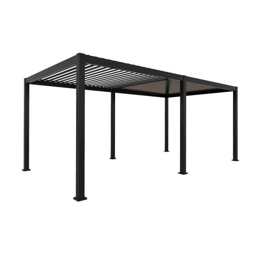 Pérgola bioclimática 3x6m de alumínio + 4 estores 3m, Triomphe 3x6m + acessórios, Antracite, 600x300x250 cm