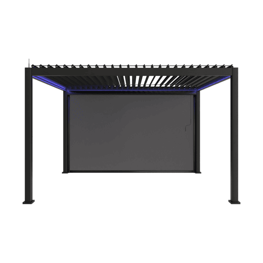 Pérgola bioclimática elétrica 3x4 com iluminação LED + toldo 4m, Triomphe 3x4m LED + acessório, Antracite, 300x400x300 cm