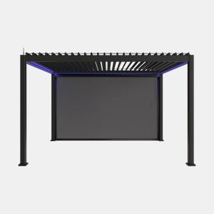 Pérgola bioclimática elétrica 3x4 com iluminação LED + toldo 4m, Triomphe 3x4m LED + acessório, Antracite, 300x400x300 cm
