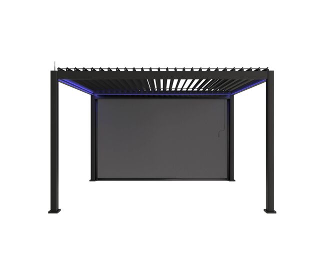 Pérgola bioclimática 3x4m led + 1 toldo de 4m, triomphe 3x4m led + accesorio, antracita, 300x400x300 cm