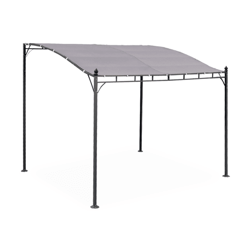 Pérgola acoplada de aço, 3x2,5m, Brestum, Taupe, 298x249x248 cm