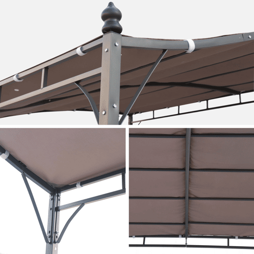 Pérgola acoplada de aço, 3x2,5m, Brestum, Taupe, 298x249x248 cm