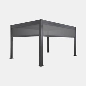 Pérgola bioclimática, alumínio e aço, 3x4m com toldo 3m + toldo 4m, Palace 3x4m + acessórios, Antracite, 300x400x300 cm