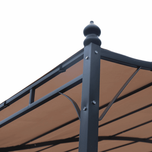 Pérgola acoplada de aço, 3x2,5m, Brestum, Beige, 298x249x248 cm